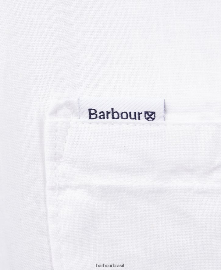 roupas Barbour camisa de manga curta nelson branco homens NH4442325
