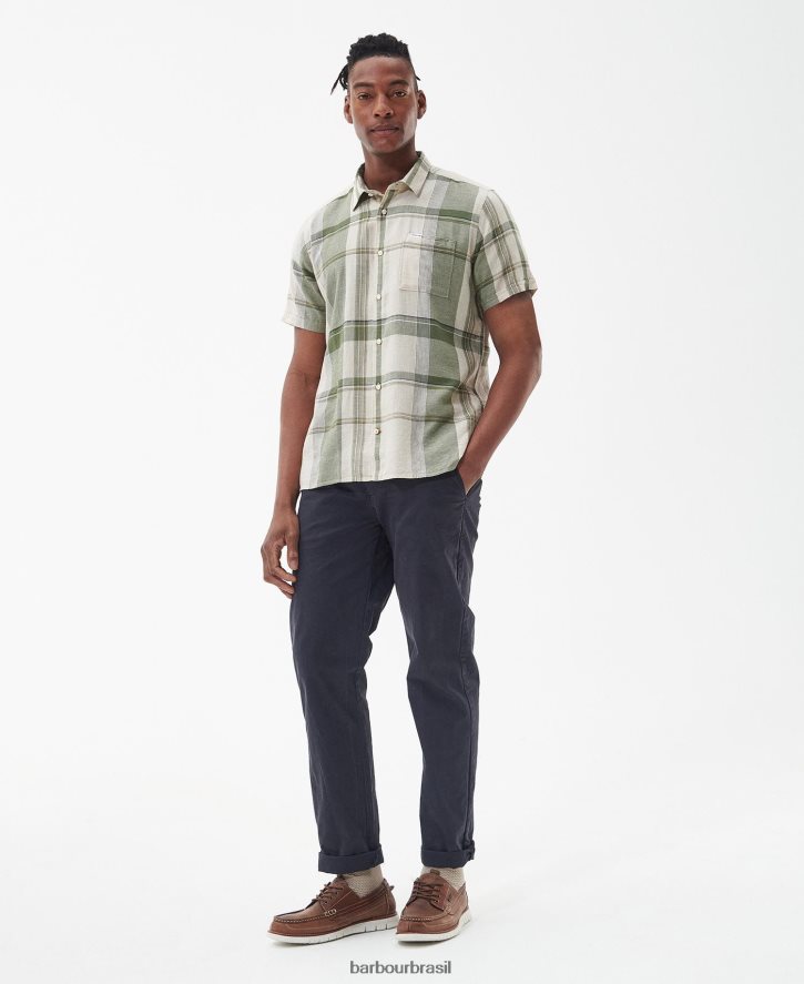 roupas Barbour camisa de verão bellerby azeitona queimada homens NH4442333