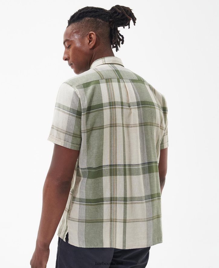 roupas Barbour camisa de verão bellerby azeitona queimada homens NH4442333