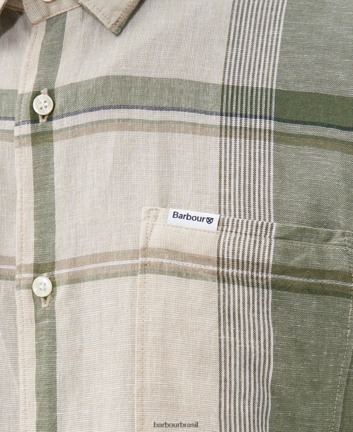 roupas Barbour camisa de verão bellerby azeitona queimada homens NH4442333