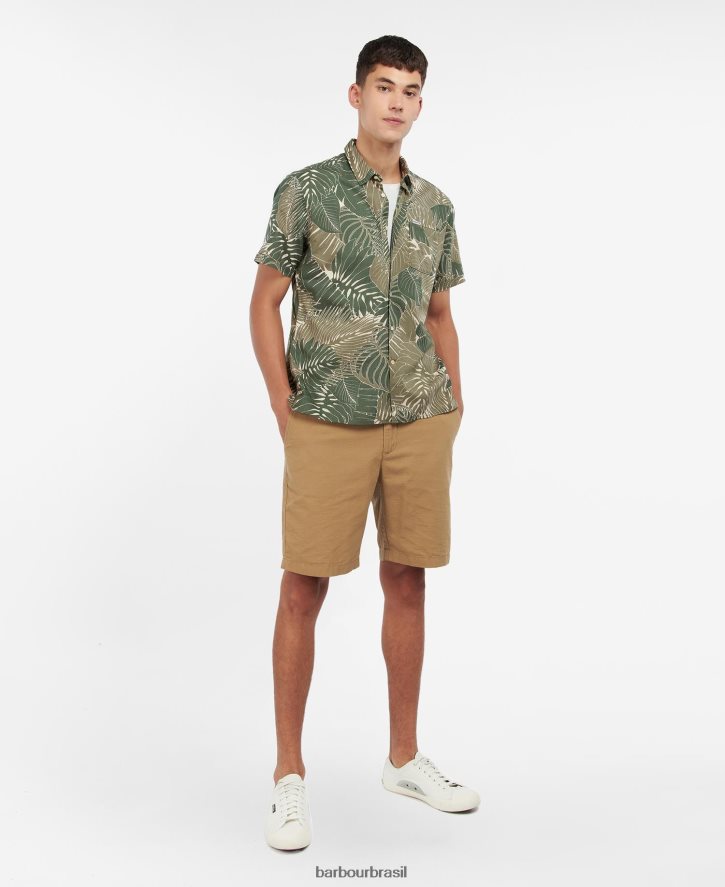roupas Barbour camisa de verão cornualha Oliva homens NH4442348