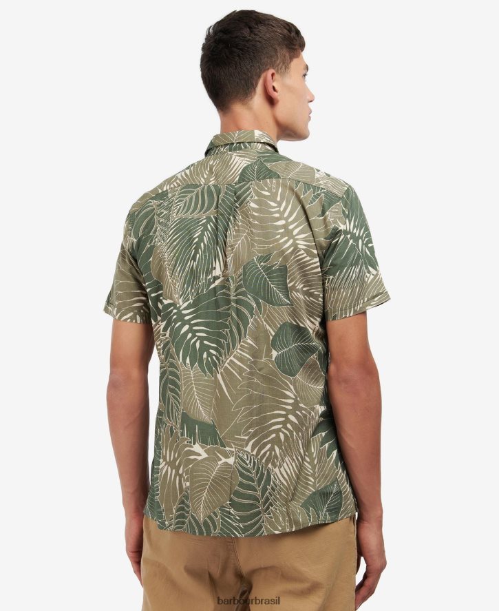 roupas Barbour camisa de verão cornualha Oliva homens NH4442348
