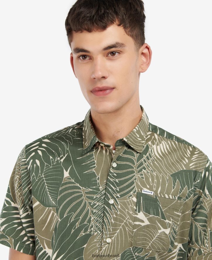 roupas Barbour camisa de verão cornualha Oliva homens NH4442348