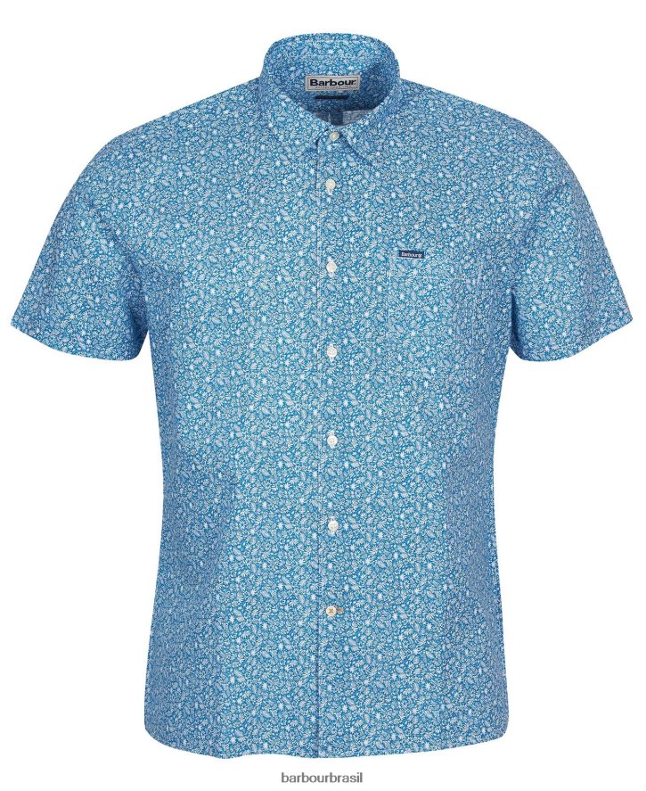 roupas Barbour camisa de verão de manga curta melbury Oliva homens NH4442326
