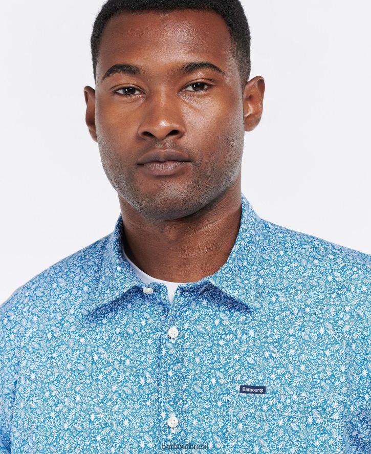 roupas Barbour camisa de verão de manga curta melbury Oliva homens NH4442326