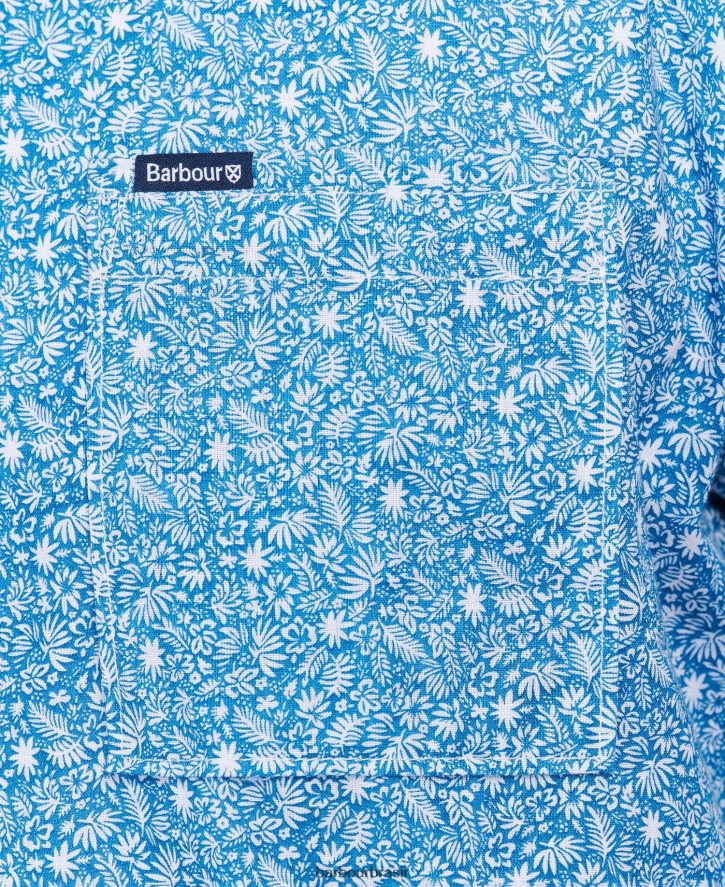 roupas Barbour camisa de verão de manga curta melbury Oliva homens NH4442326