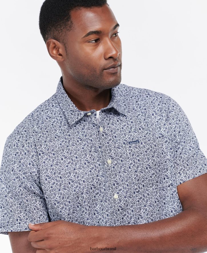 roupas Barbour camisa de verão de manga curta melbury Oliva homens NH4442338