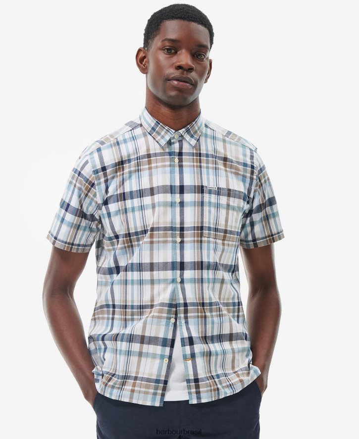 roupas Barbour camisa de verão glanton branco clássico homens NH4442322