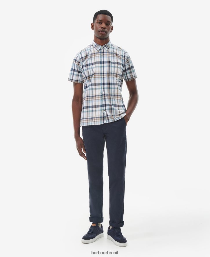 roupas Barbour camisa de verão glanton branco clássico homens NH4442322