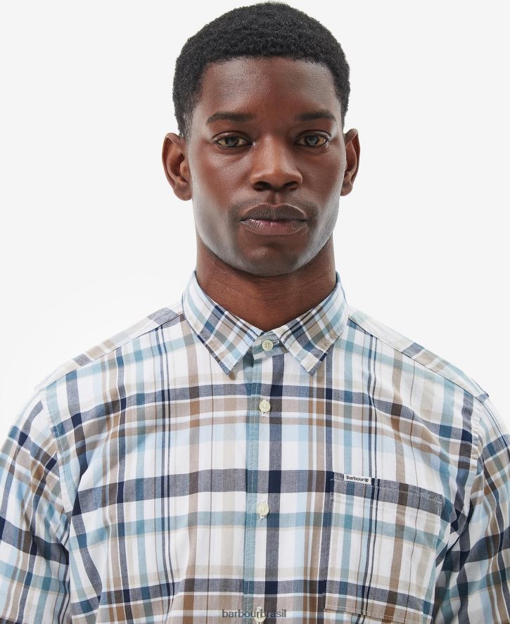 roupas Barbour camisa de verão glanton branco clássico homens NH4442322