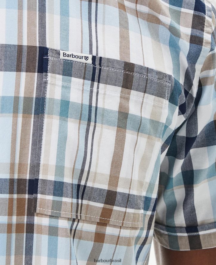 roupas Barbour camisa de verão glanton branco clássico homens NH4442322