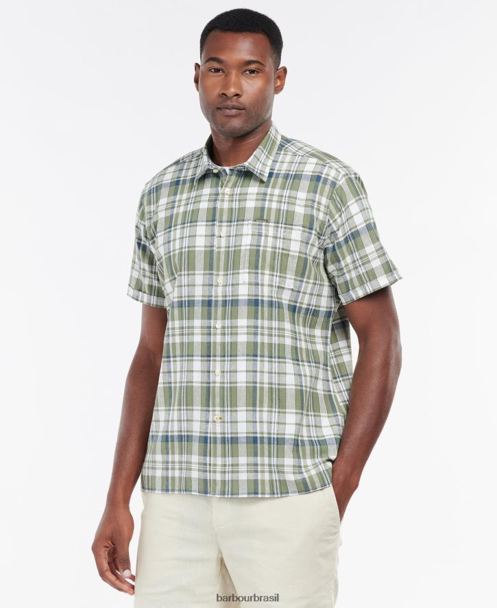 roupas Barbour camisa de verão manga curta bodmin Oliva homens NH4442396