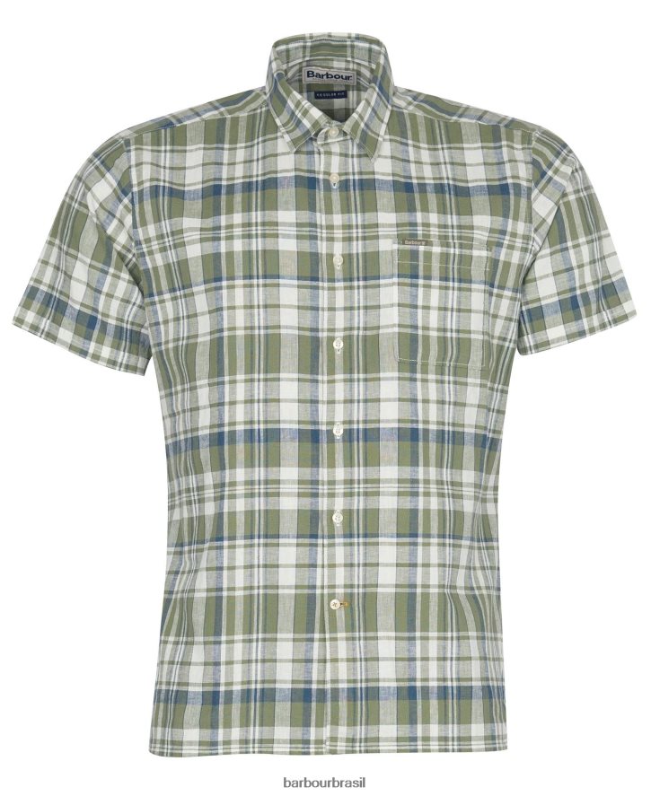 roupas Barbour camisa de verão manga curta bodmin Oliva homens NH4442396