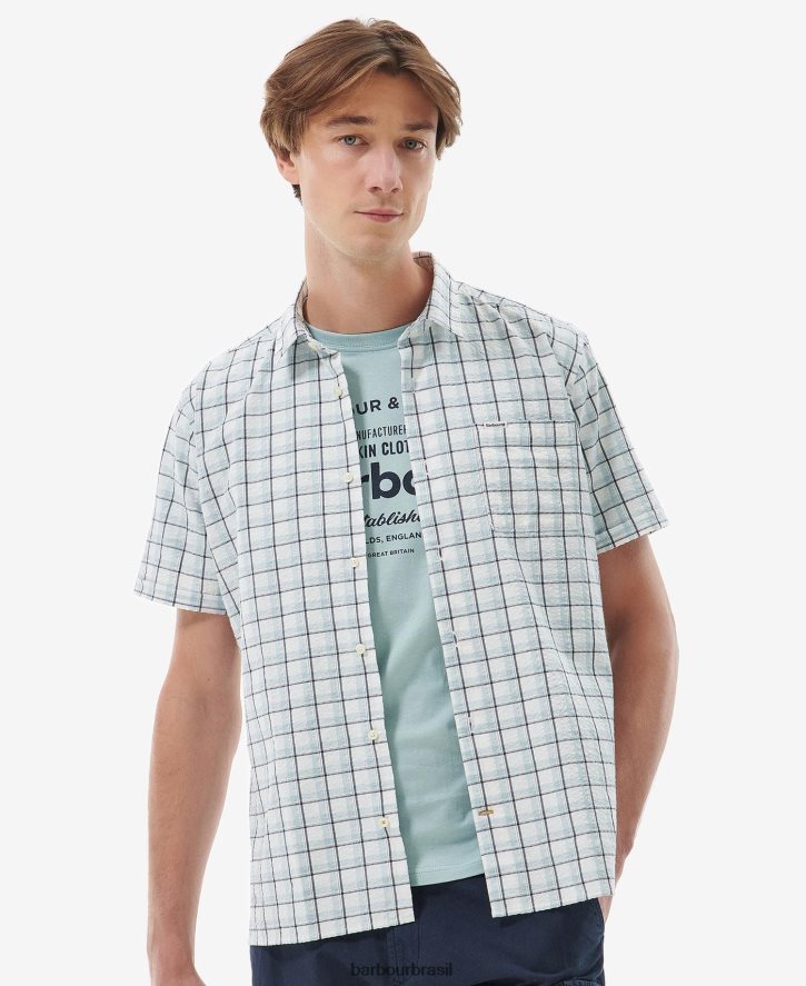 roupas Barbour camisa de verão margrave branco clássico homens NH4442428