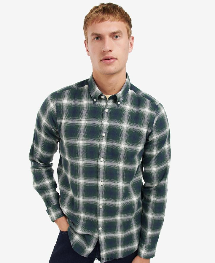 roupas Barbour camisa kershaw corrida verde homens NH4442452