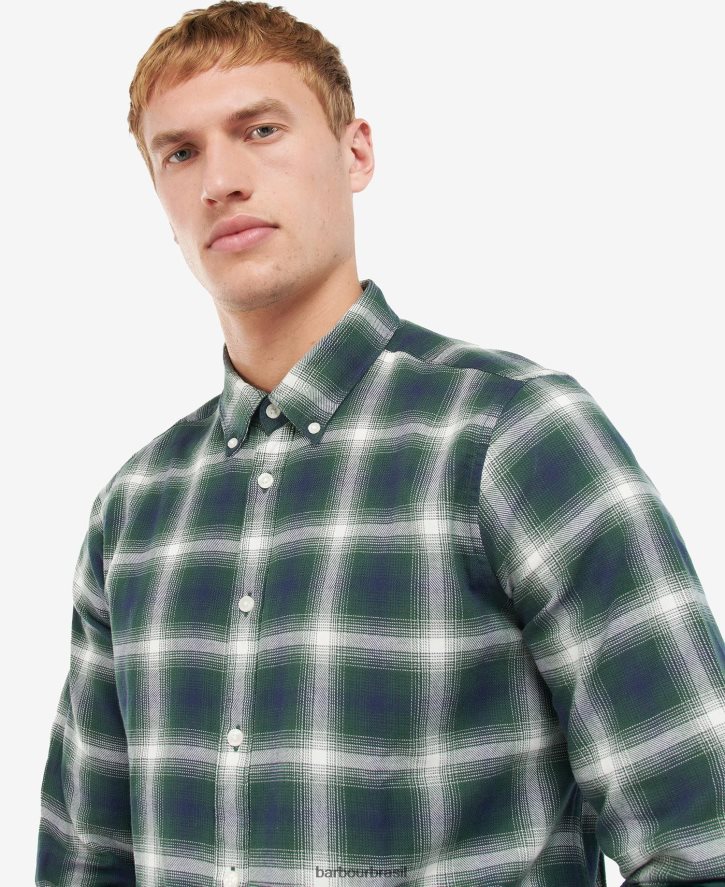 roupas Barbour camisa kershaw corrida verde homens NH4442452