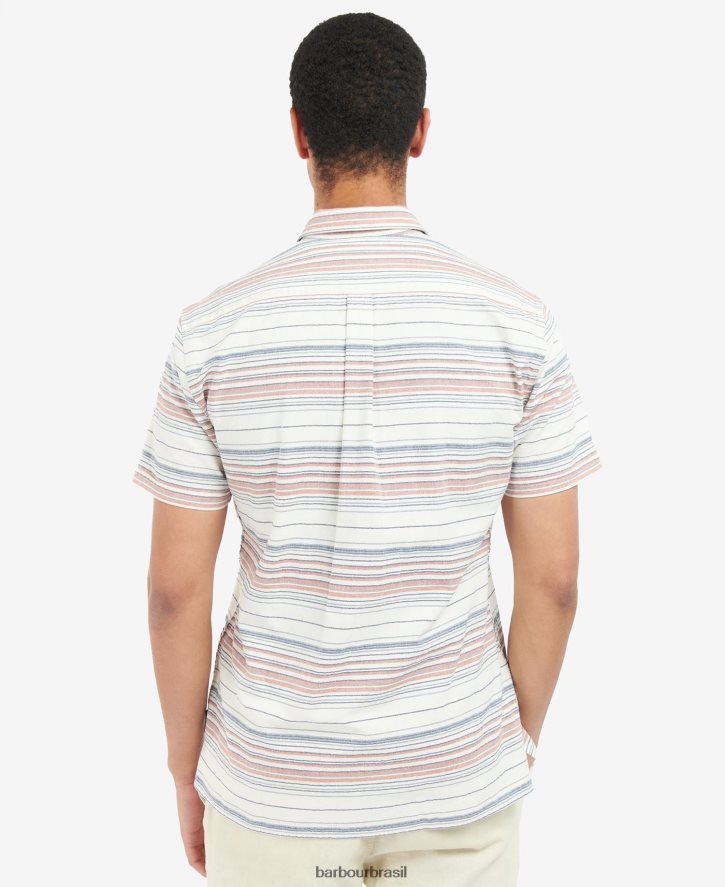 roupas Barbour camisa listrada de rolamento cru homens NH4442376