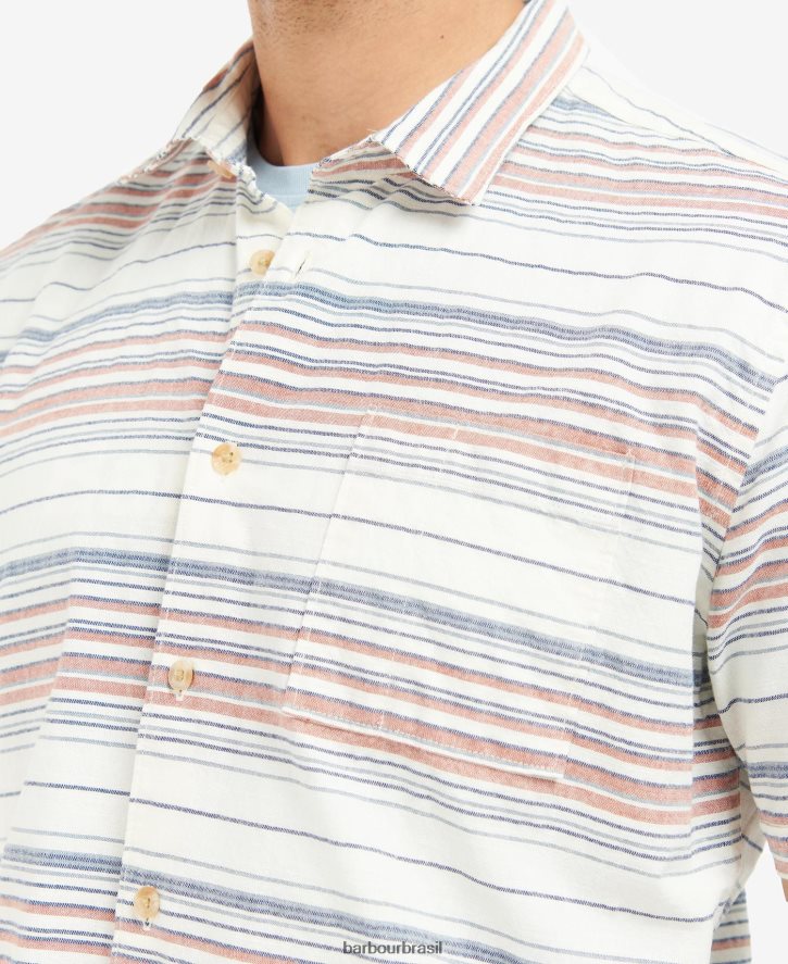 roupas Barbour camisa listrada de rolamento cru homens NH4442376