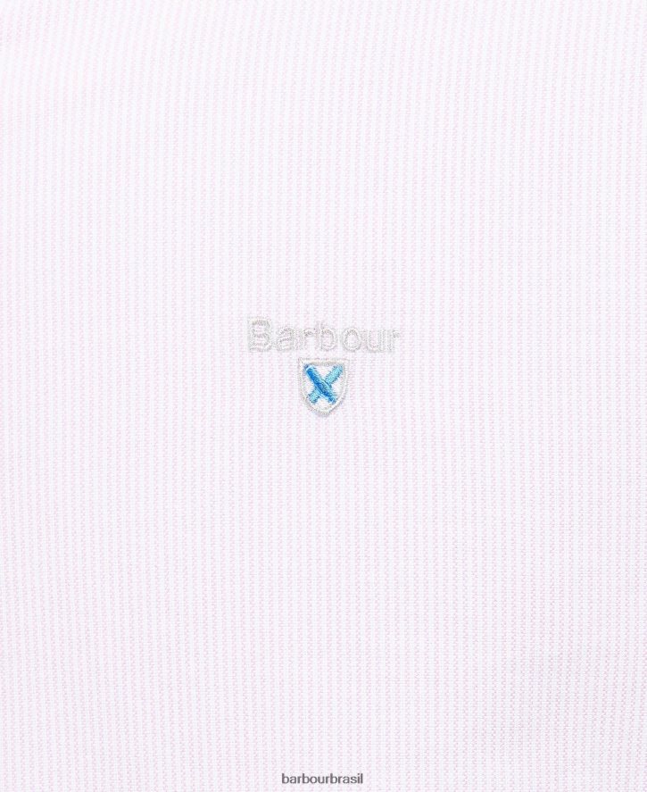 roupas Barbour camisa listrada oxford rosa clássico homens NH4442464
