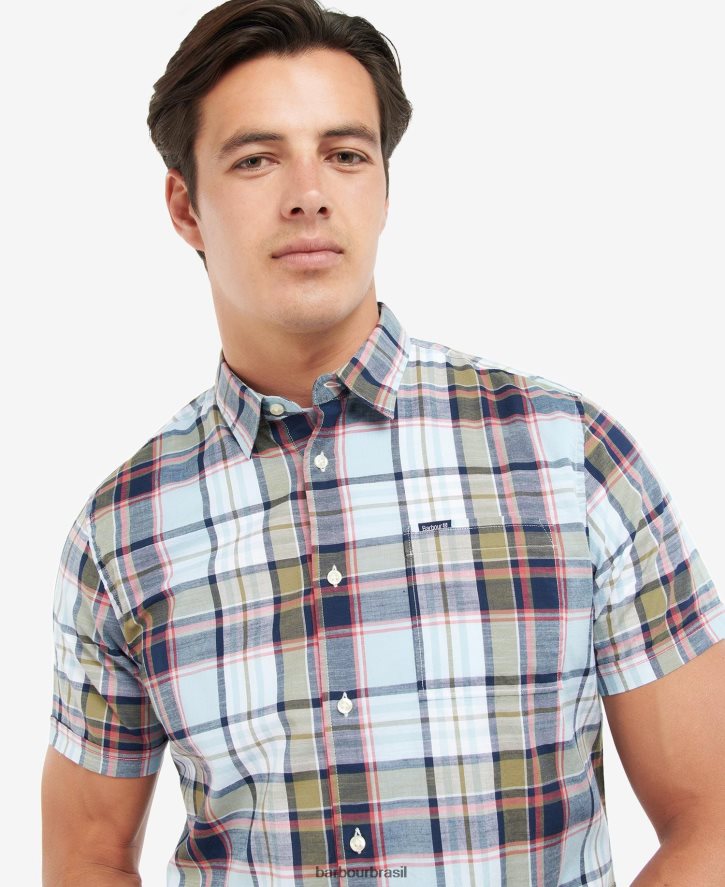 roupas Barbour camisa normal bruno céu homens NH4442351
