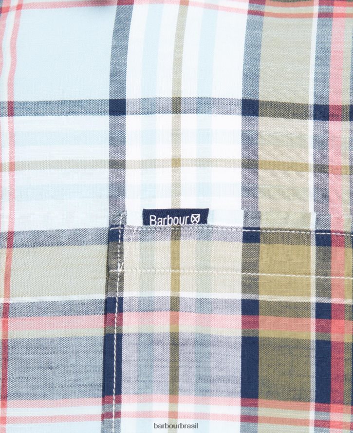 roupas Barbour camisa normal bruno céu homens NH4442351
