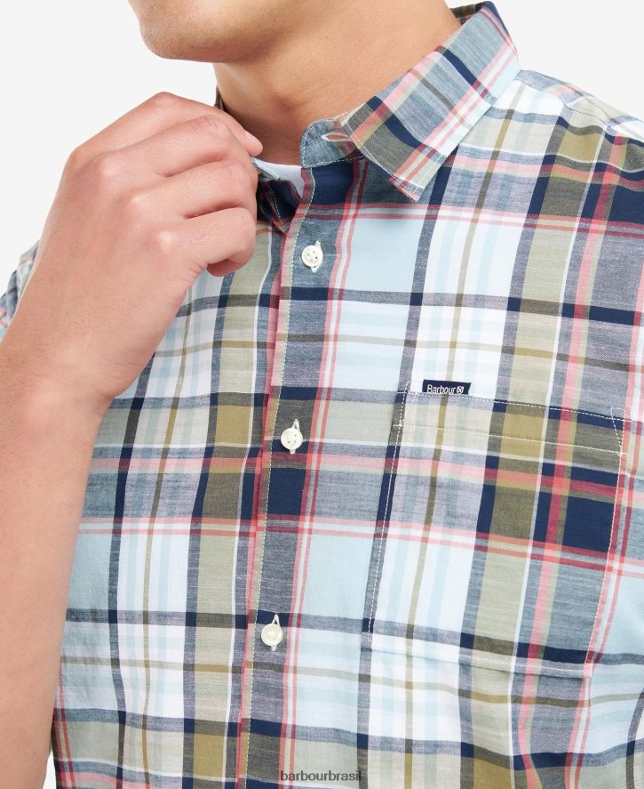 roupas Barbour camisa normal bruno céu homens NH4442351