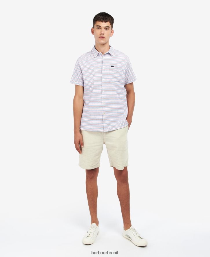 roupas Barbour camisa normal newquay marinho clássico homens NH4442530