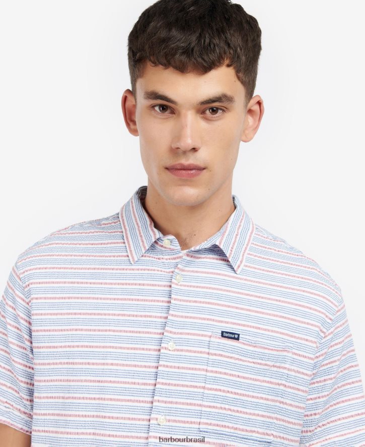 roupas Barbour camisa normal newquay marinho clássico homens NH4442530