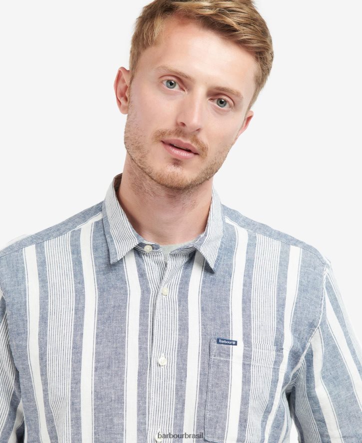 roupas Barbour camisa normal thewles marinho clássico homens NH4442511