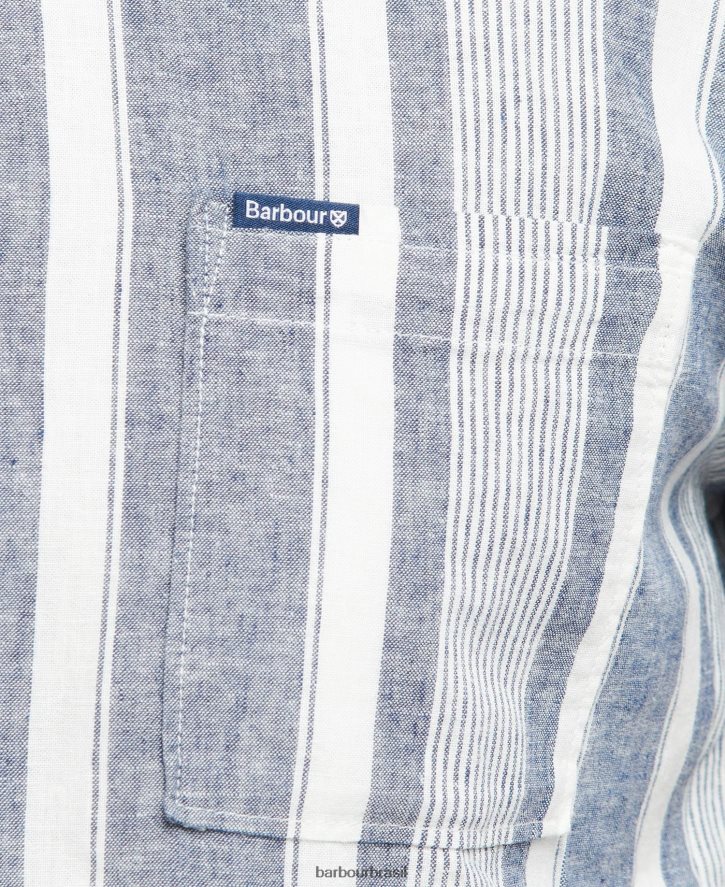 roupas Barbour camisa normal thewles marinho clássico homens NH4442511