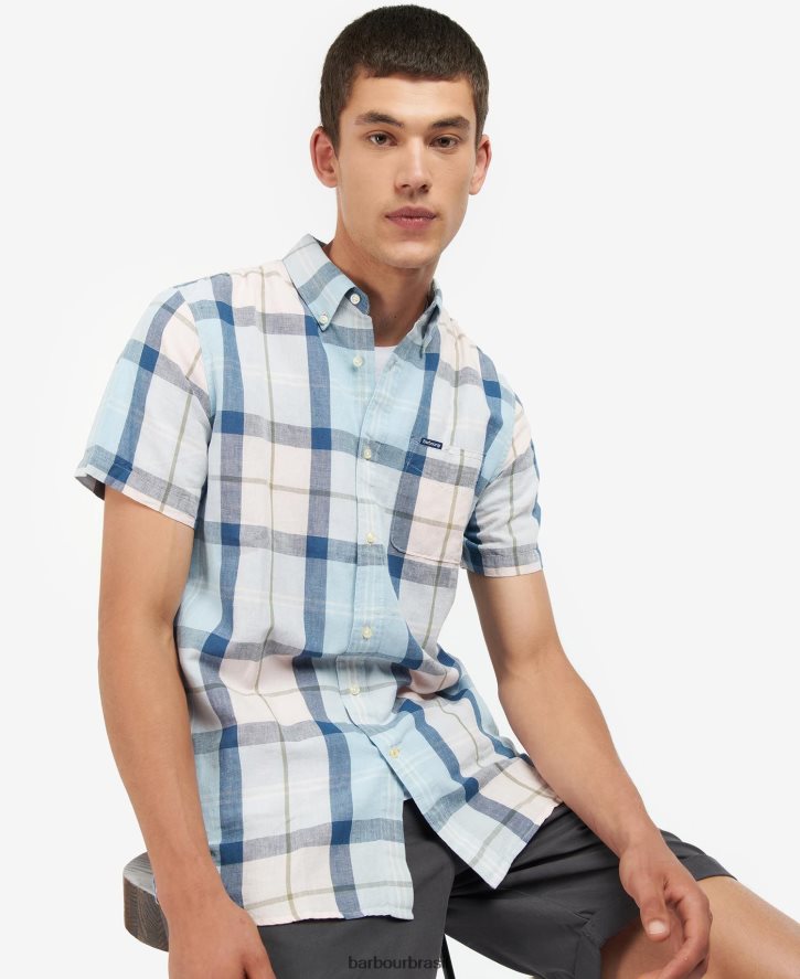 roupas Barbour camisa sob medida angus tartan de sal rosa homens NH4442429