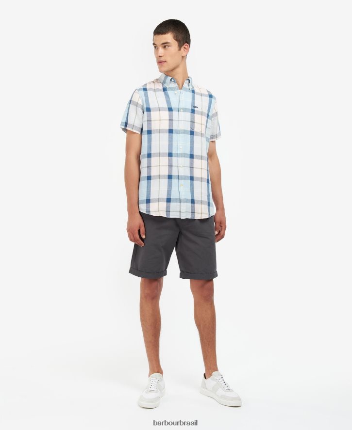 roupas Barbour camisa sob medida angus tartan de sal rosa homens NH4442429