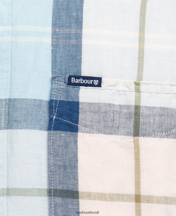 roupas Barbour camisa sob medida angus tartan de sal rosa homens NH4442429