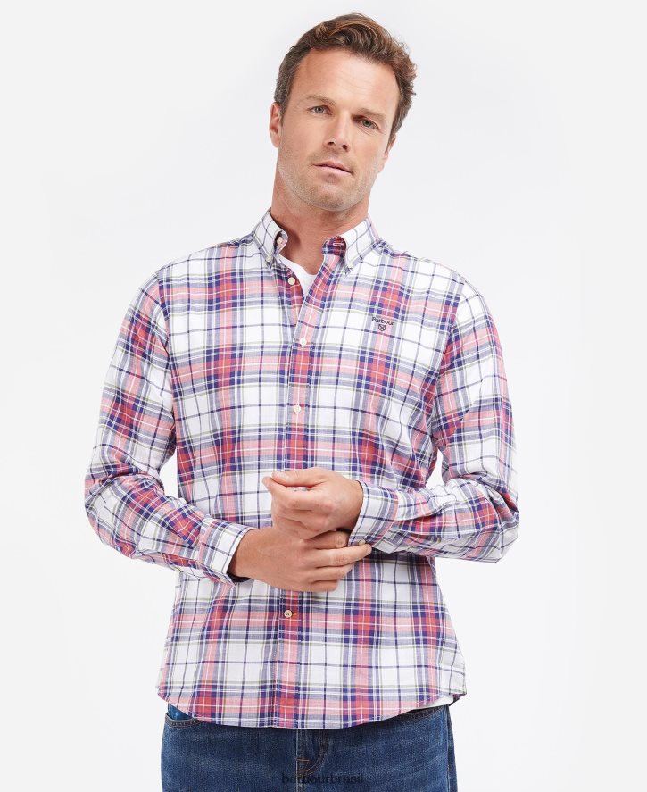 roupas Barbour camisa sob medida blakelow sussurro branco homens NH4442355