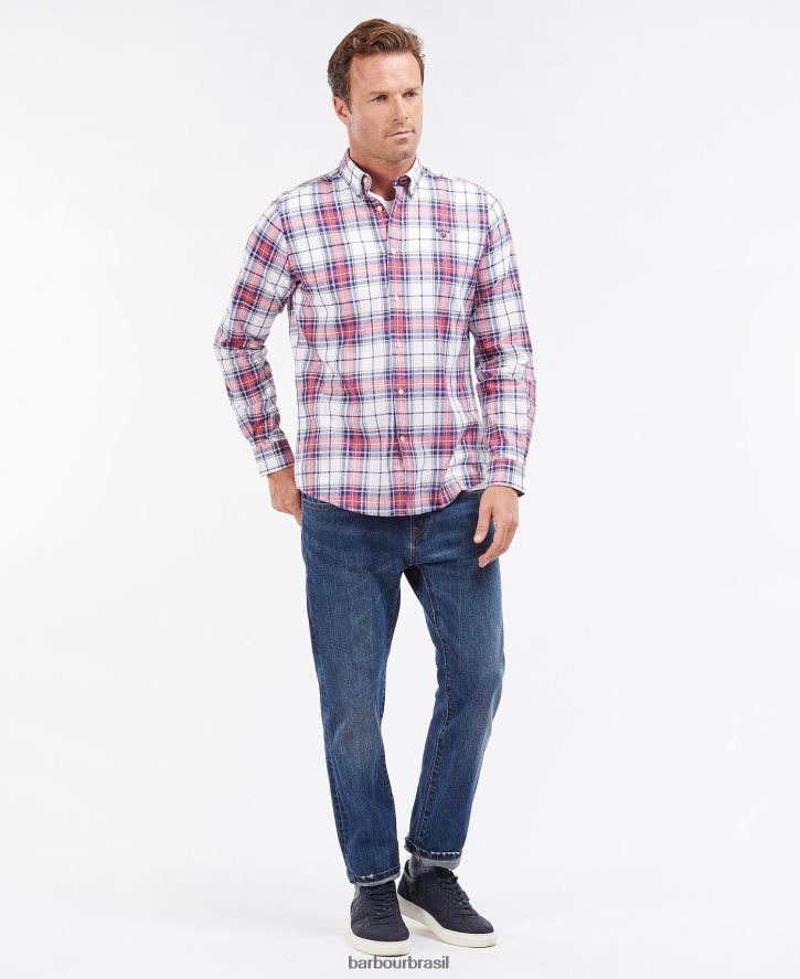 roupas Barbour camisa sob medida blakelow sussurro branco homens NH4442355
