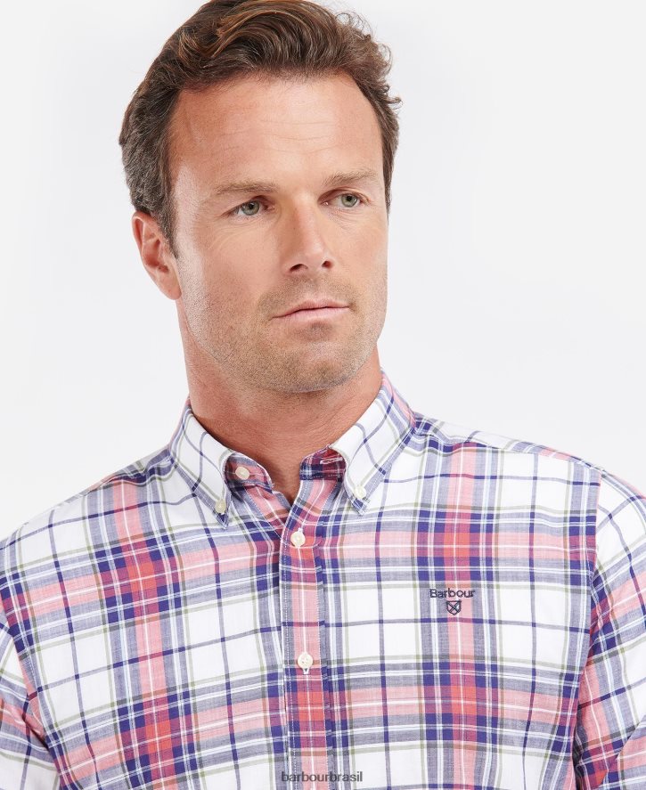 roupas Barbour camisa sob medida blakelow sussurro branco homens NH4442355