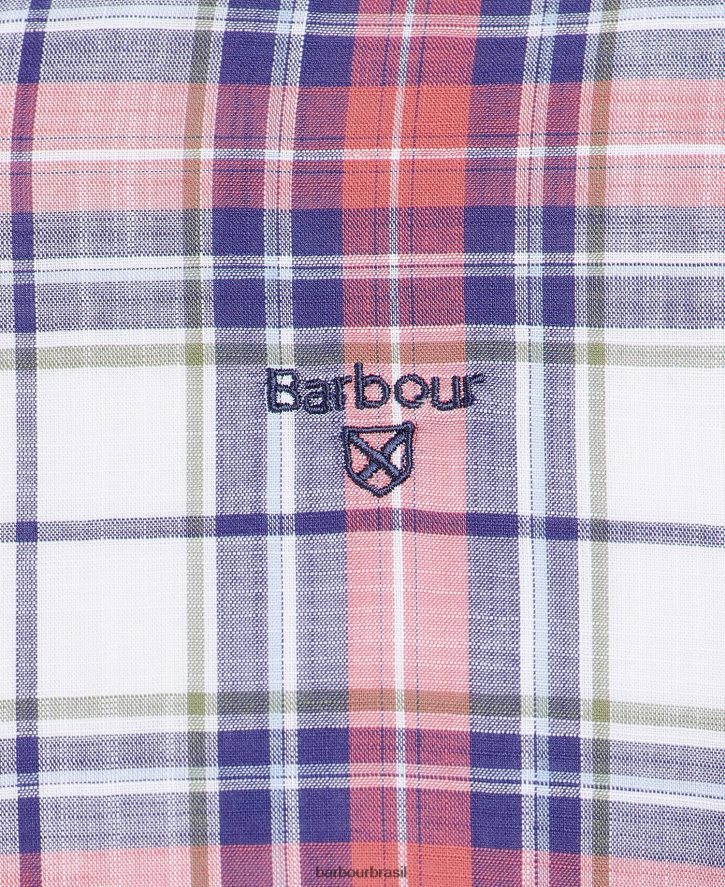 roupas Barbour camisa sob medida blakelow sussurro branco homens NH4442355