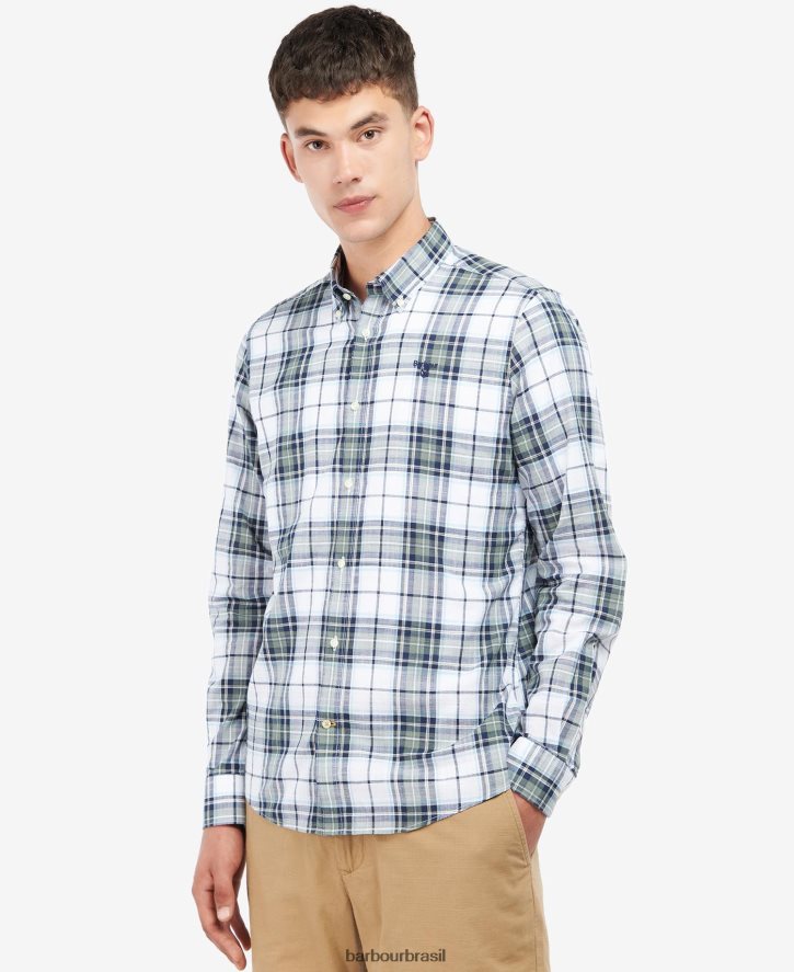 roupas Barbour camisa sob medida blakelow sussurro branco homens NH4442440
