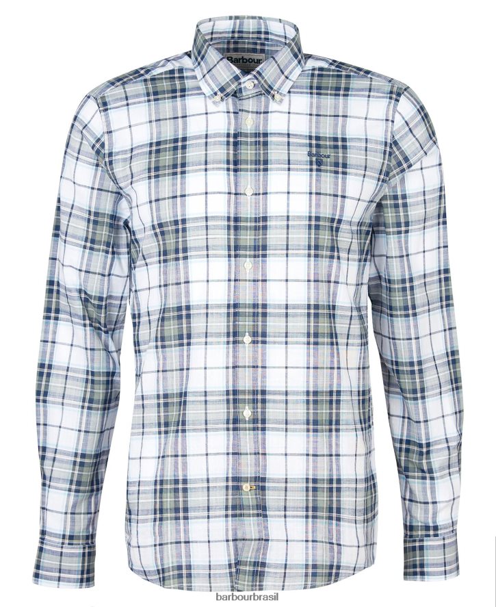 roupas Barbour camisa sob medida blakelow sussurro branco homens NH4442440