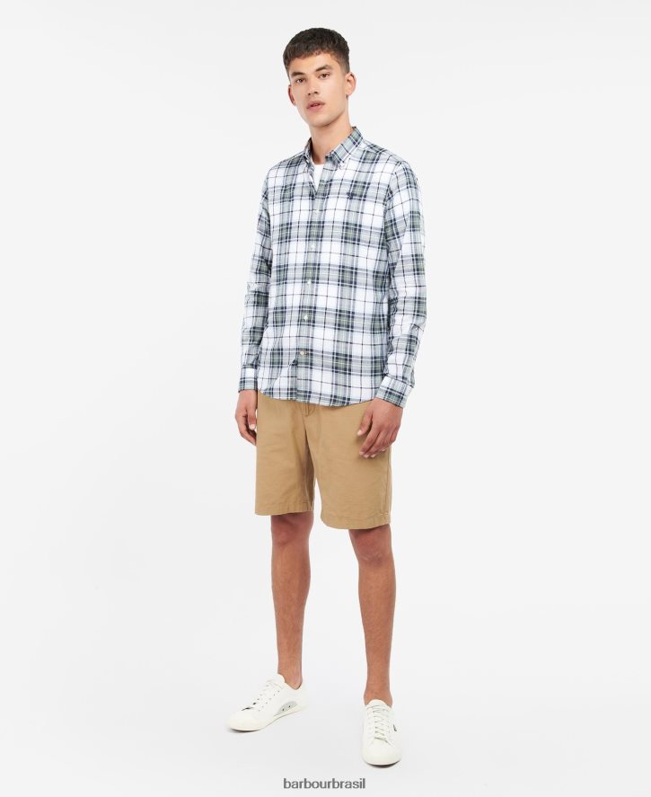 roupas Barbour camisa sob medida blakelow sussurro branco homens NH4442440