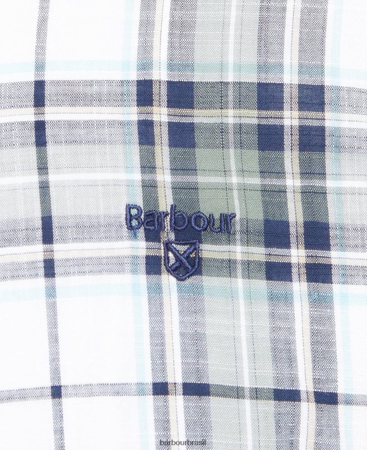 roupas Barbour camisa sob medida blakelow sussurro branco homens NH4442440