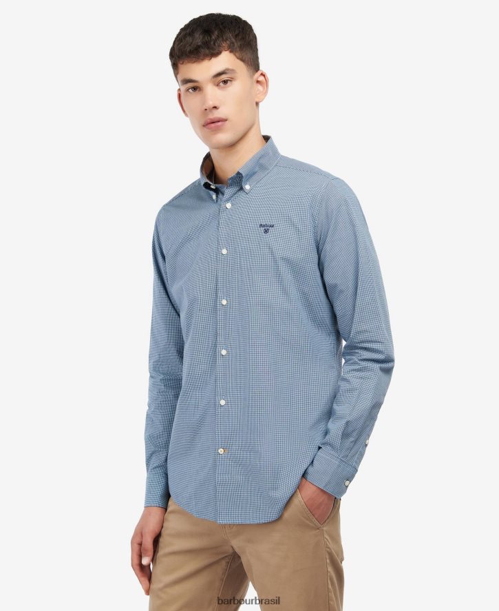 roupas Barbour camisa sob medida britland azul escuro homens NH4442497