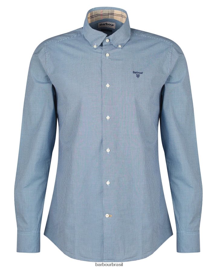 roupas Barbour camisa sob medida britland azul escuro homens NH4442497