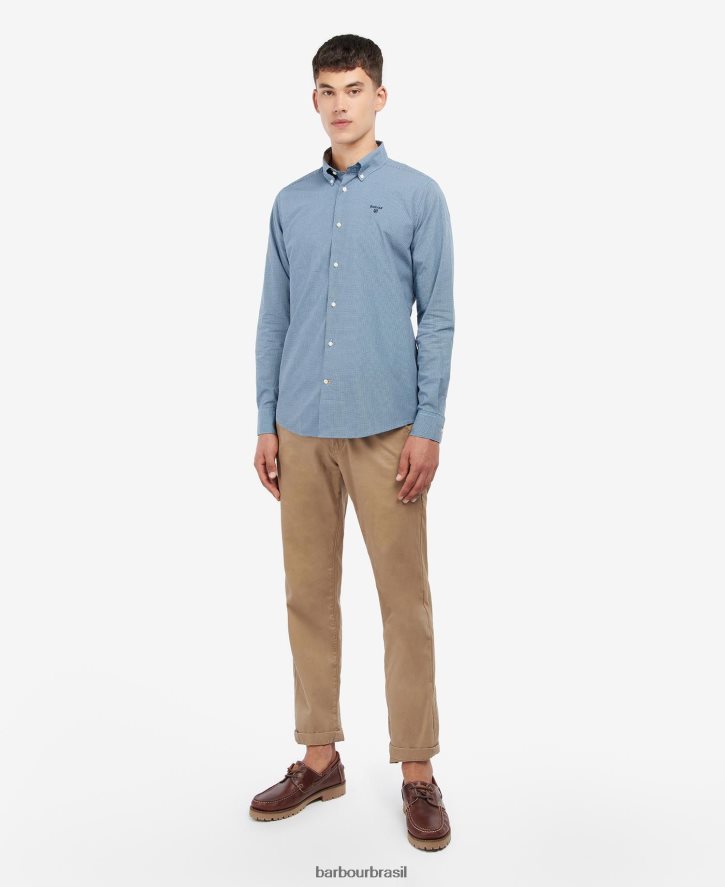 roupas Barbour camisa sob medida britland azul escuro homens NH4442497