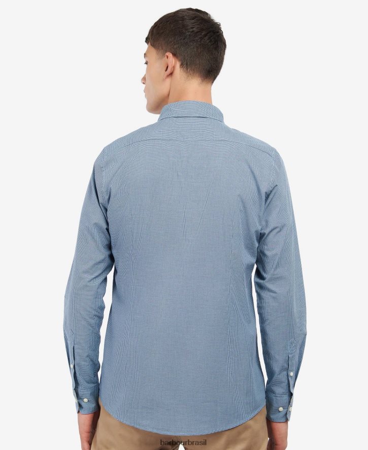 roupas Barbour camisa sob medida britland azul escuro homens NH4442497