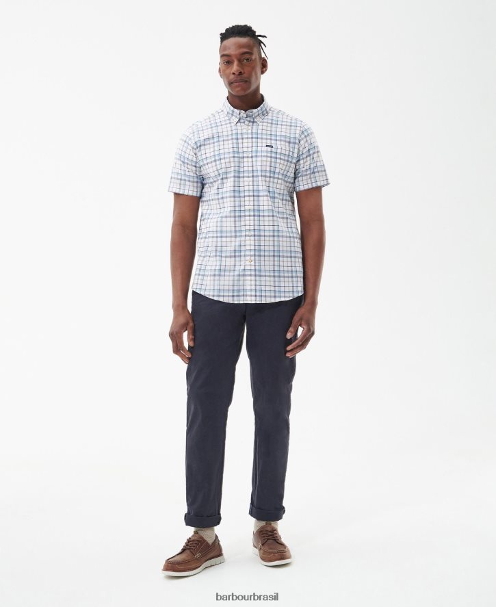 roupas Barbour camisa sob medida da adderstone branco clássico homens NH4442384