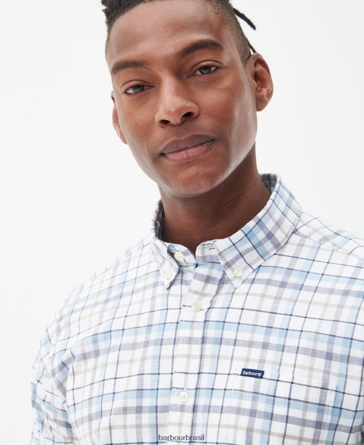 roupas Barbour camisa sob medida da adderstone branco clássico homens NH4442384