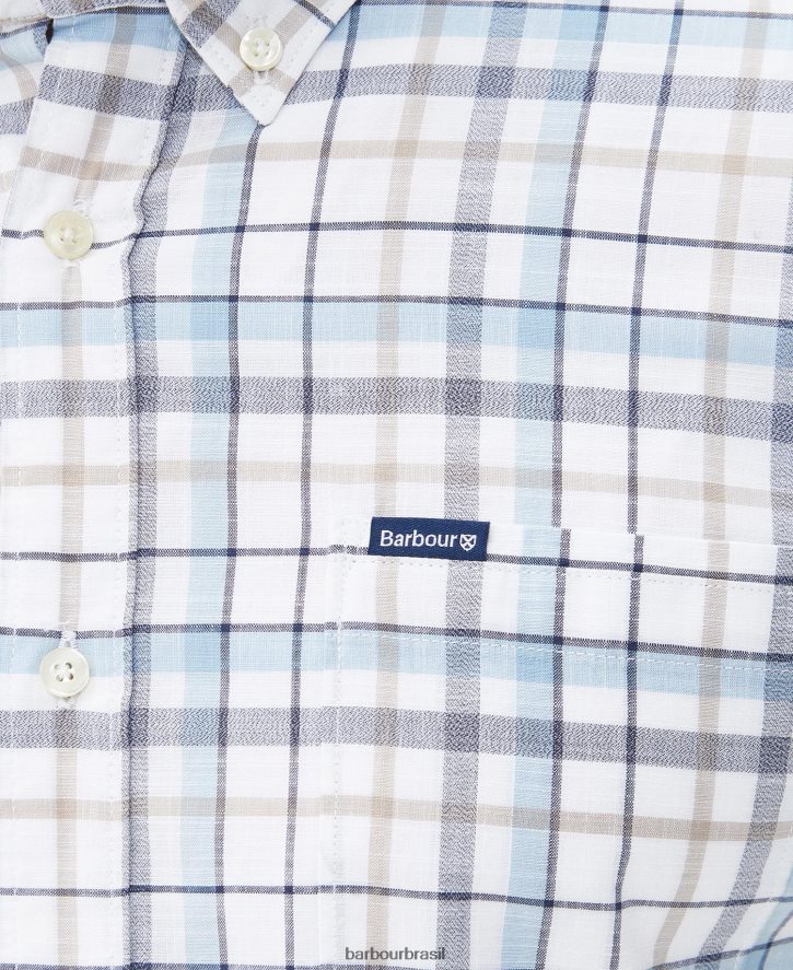 roupas Barbour camisa sob medida da adderstone branco clássico homens NH4442384