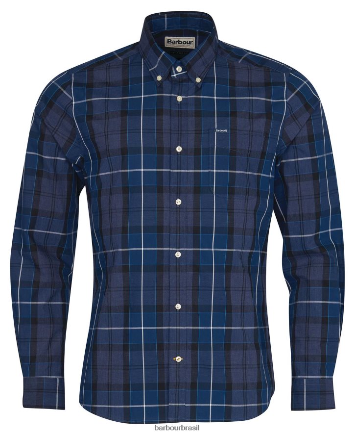 roupas Barbour camisa sob medida de sândalo azul escuro homens NH4442318