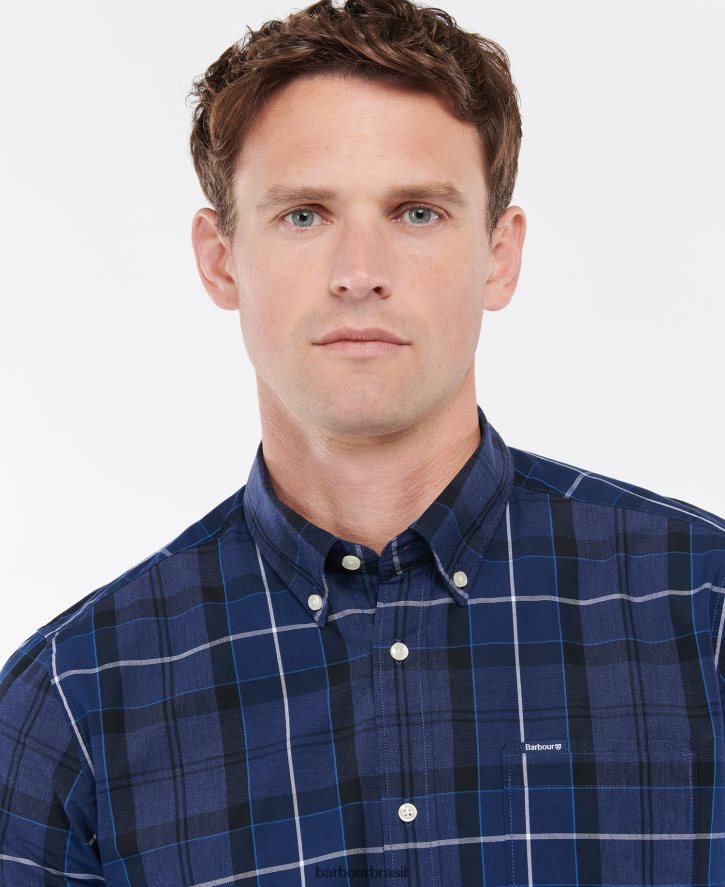 roupas Barbour camisa sob medida de sândalo azul escuro homens NH4442318